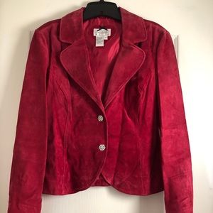 Red Leather Live A Little Rhinestone Blazer